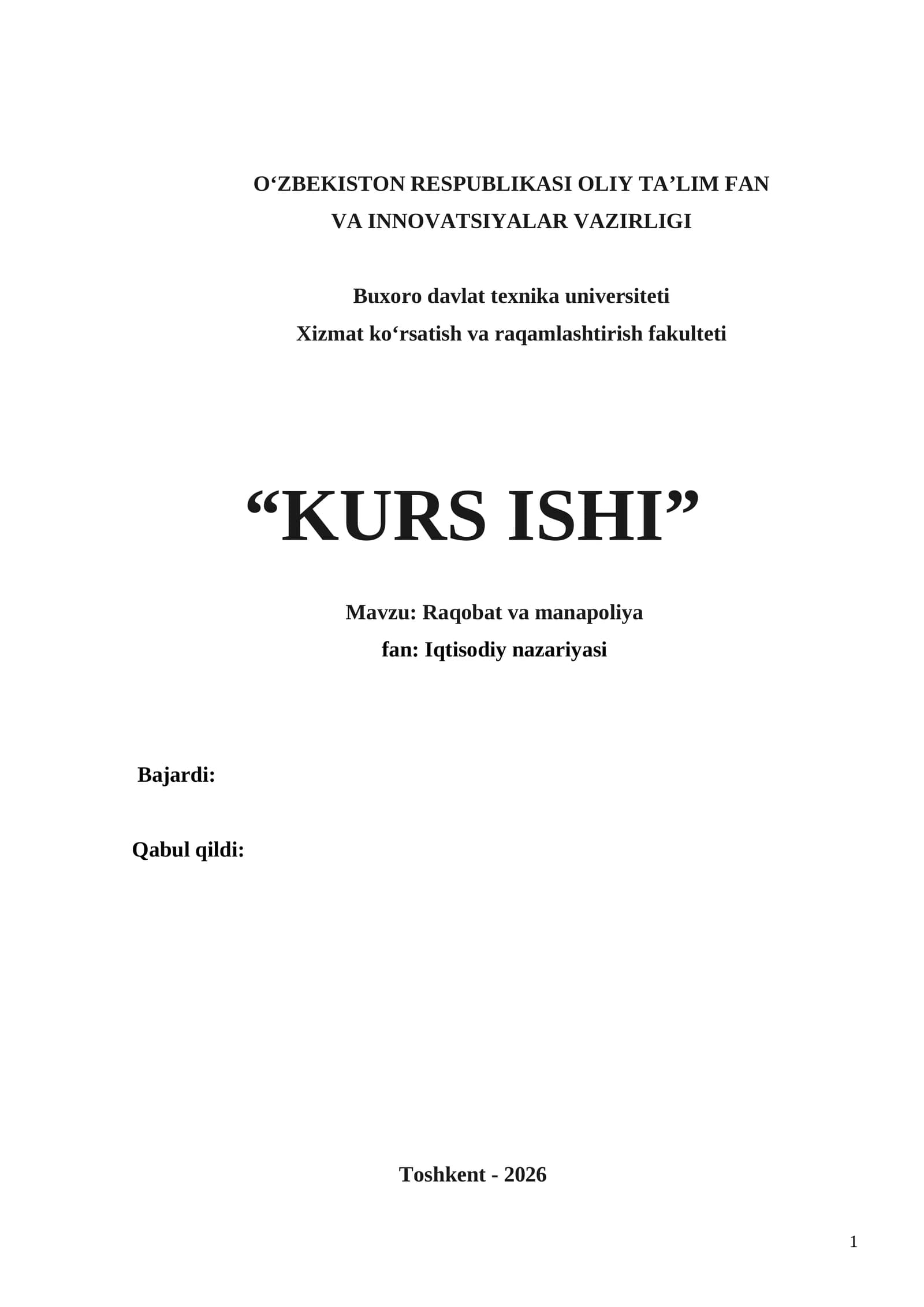 Raqobat va manapoliya