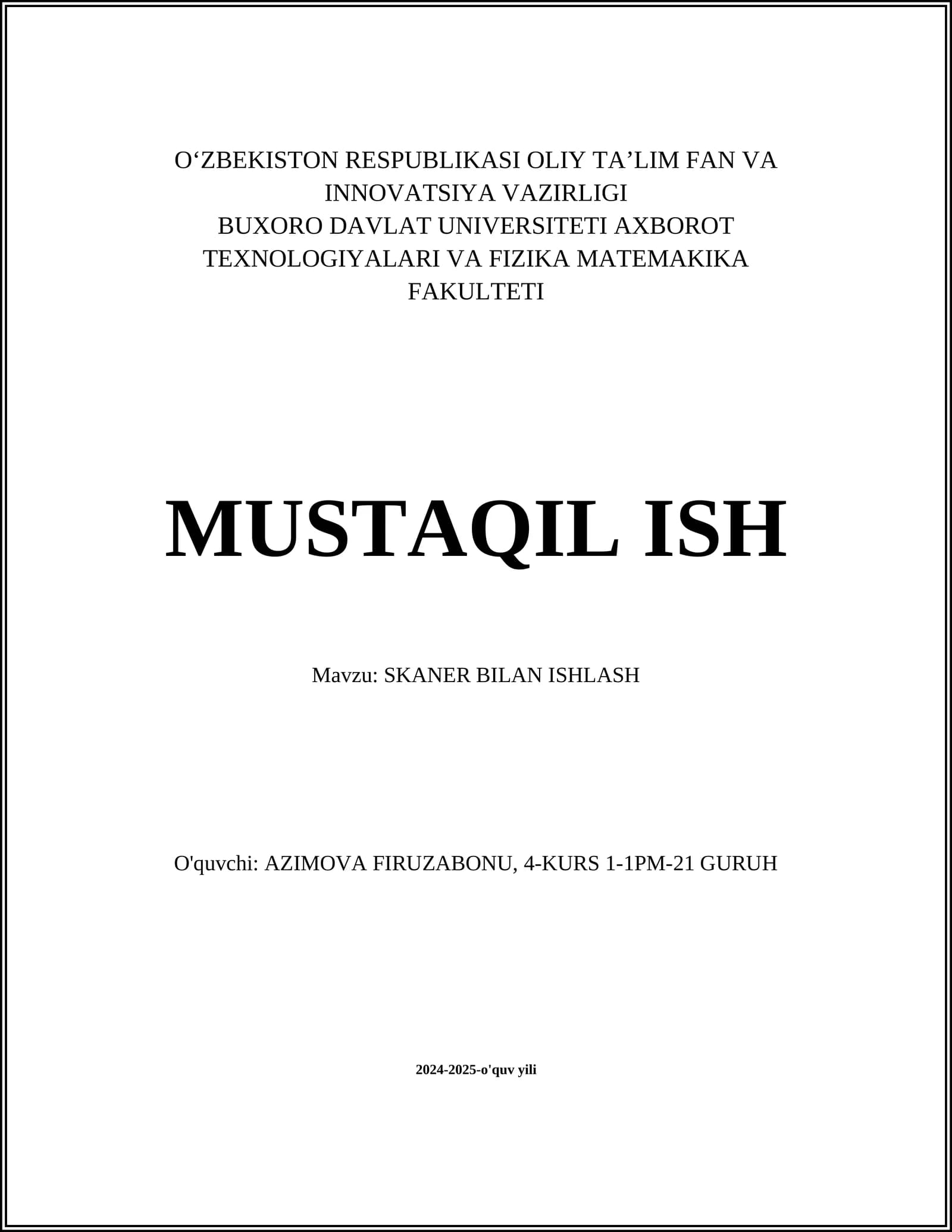 SKANER BILAN ISHLASH