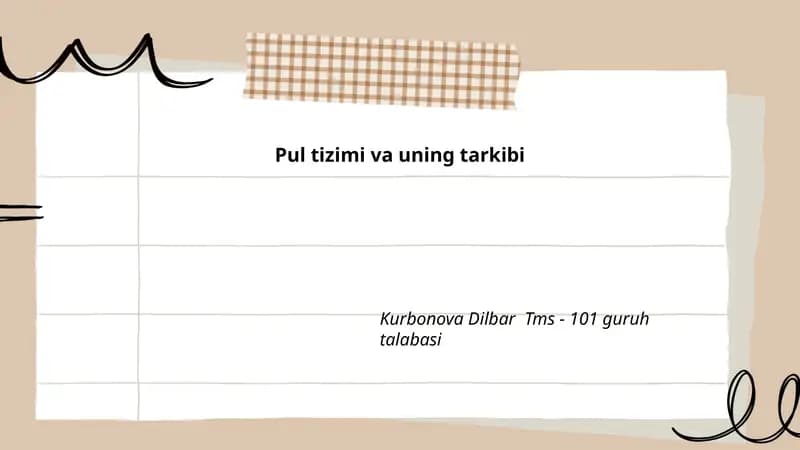 Pul tizimi va uning tarkibi