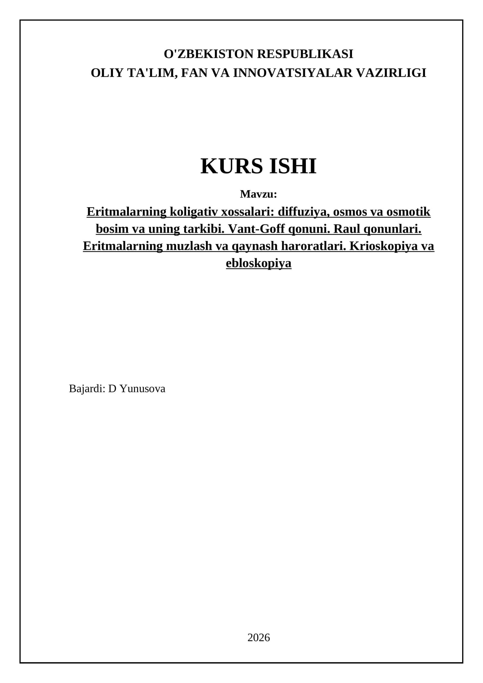 Eritmalarning Koligativ Xossalari