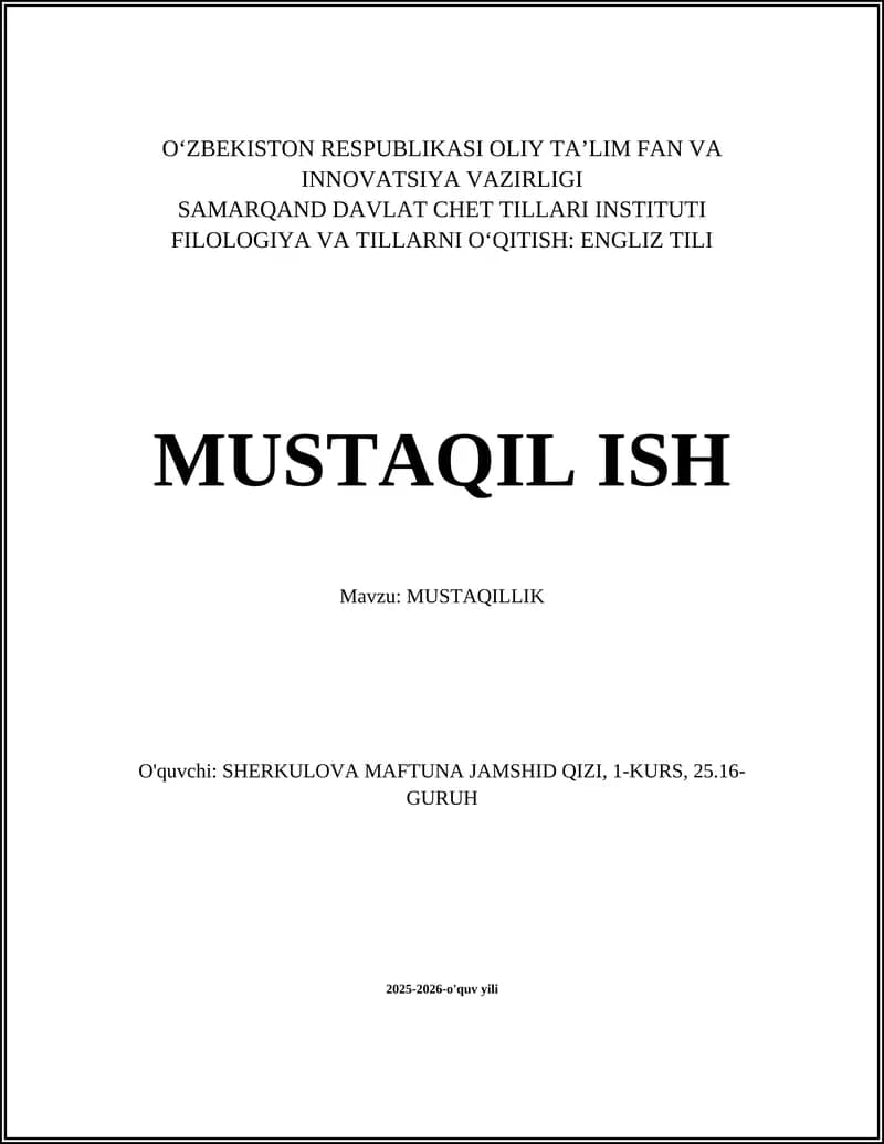 MUSTAQILLIK