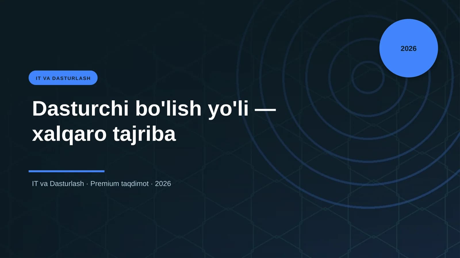 Dasturchi bo'lish yo'li — xalqaro tajriba