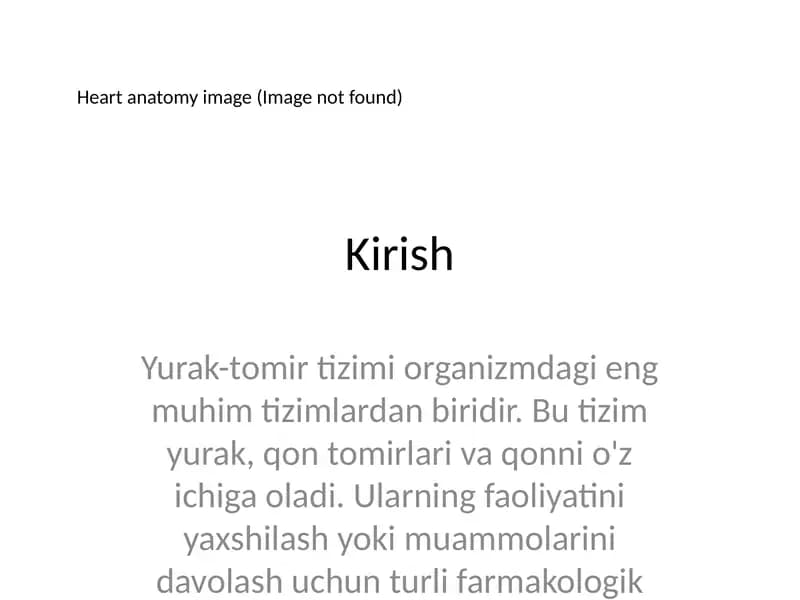 Yurak-tomir tizimi va kirish