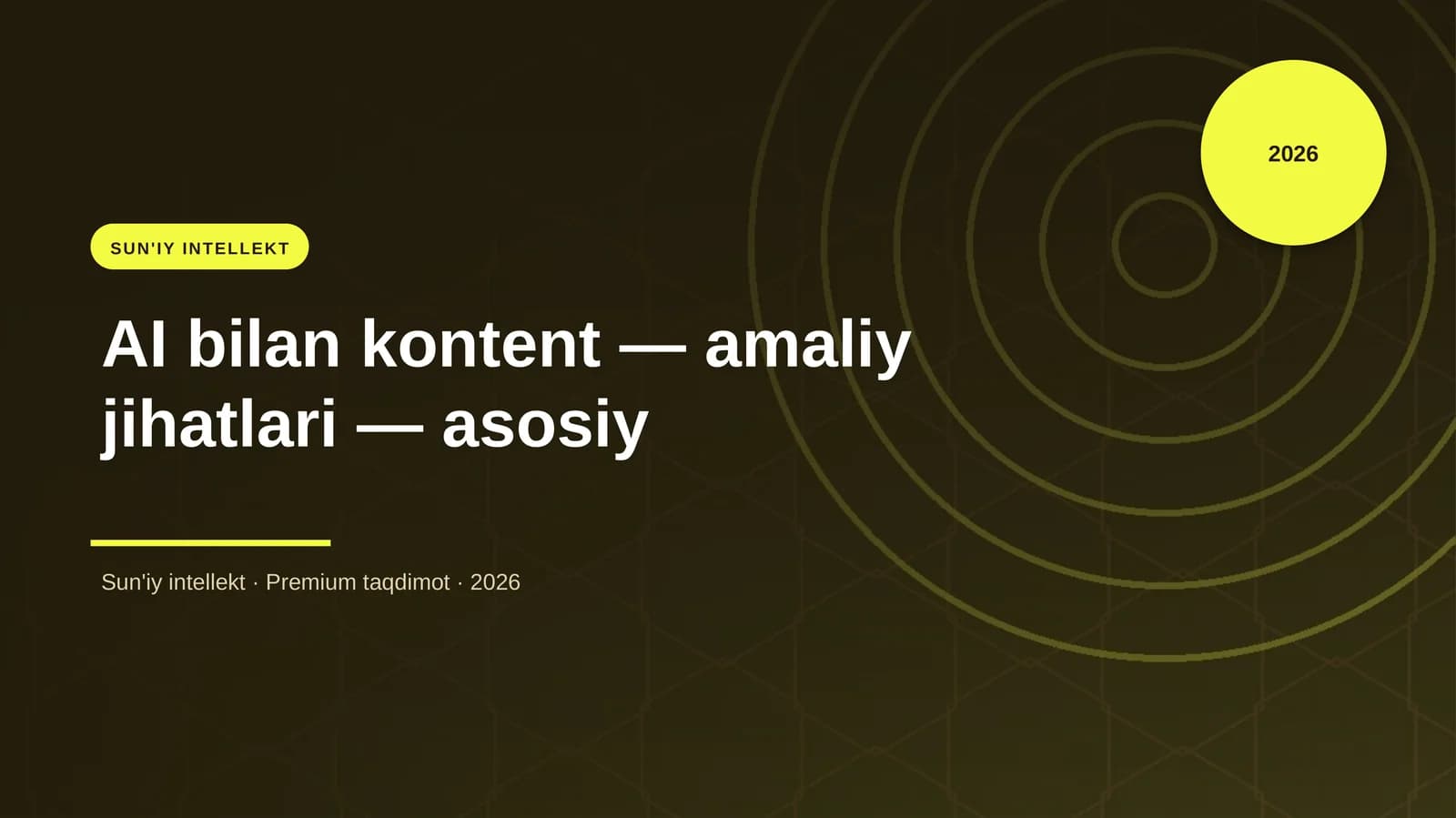 AI bilan kontent — amaliy jihatlari — asosiy