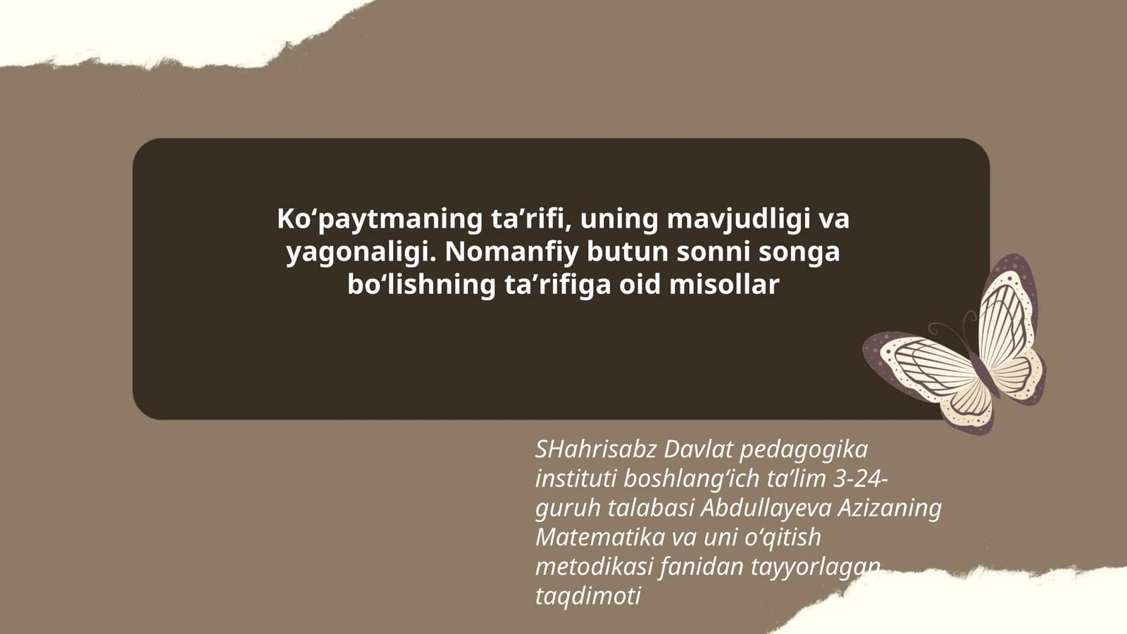 Matematika va uni oʻqitish metodikasi taqdimoti