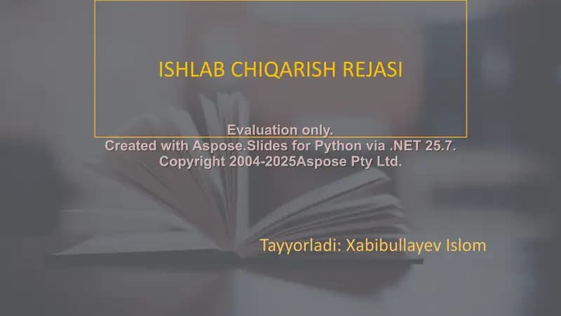 Ishlab chiqarish rejasi