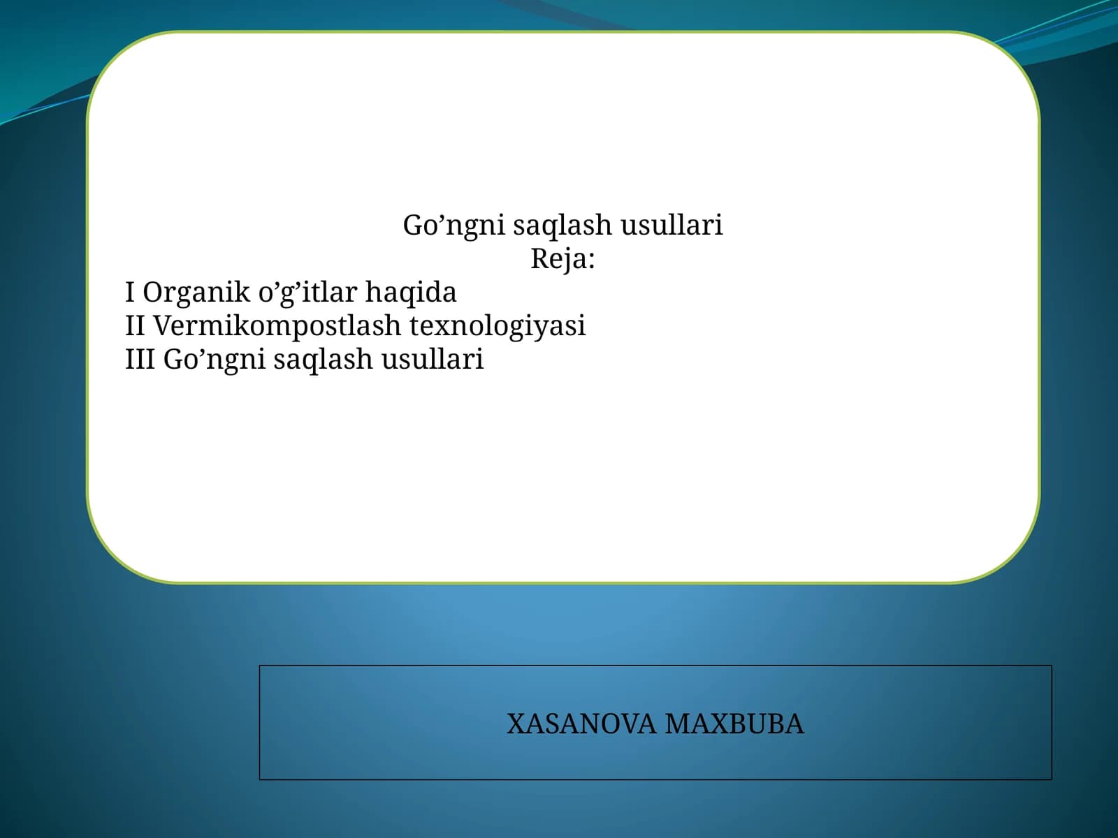 Go’ngni saqlash usullari