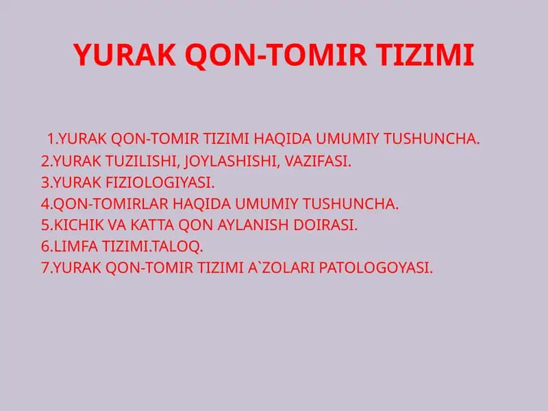 YURAK QON-TOMIR TIZIMI