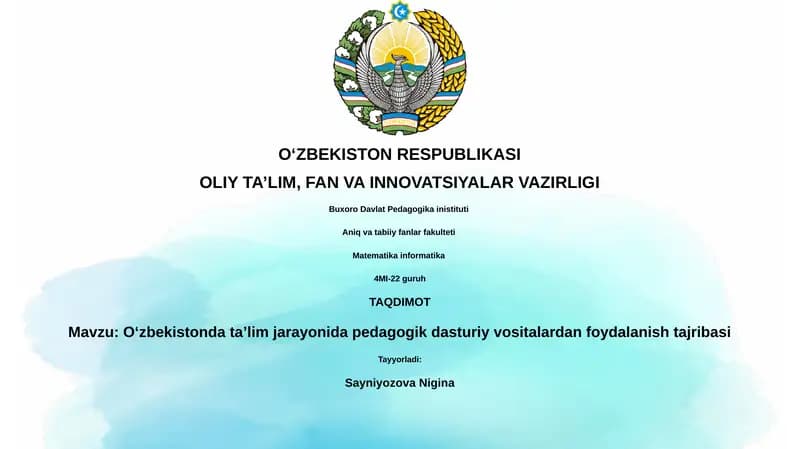 O‘zbekistonda ta’lim jarayonida pedagogik dasturiy vositalardan foydalanish tajribasi
