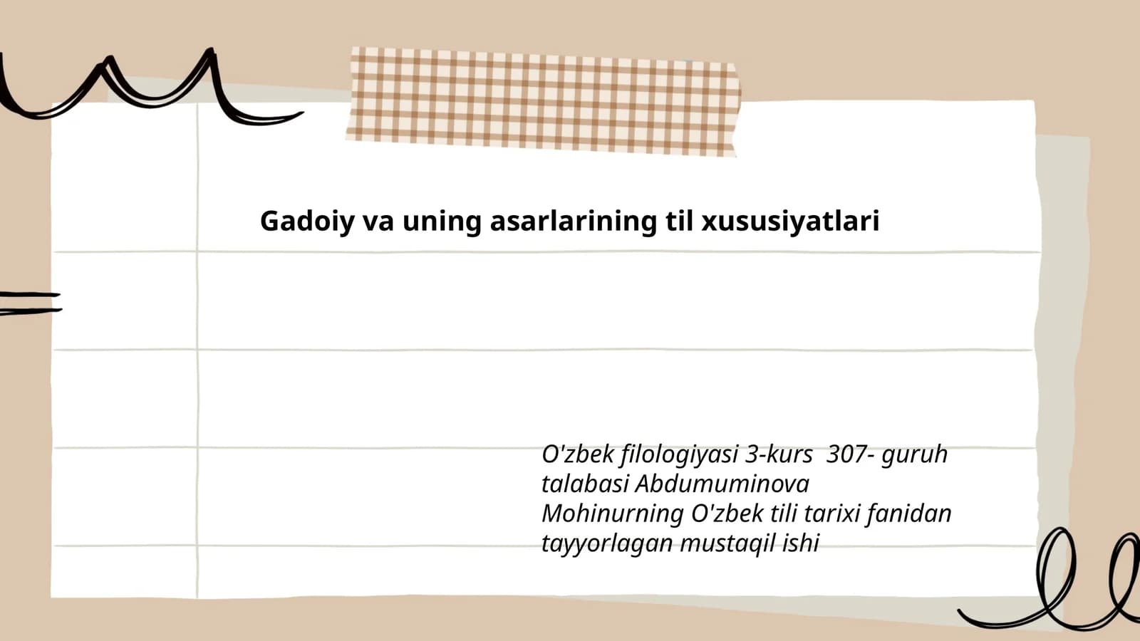 Gadoiy va uning asarlarining til xususiyatlari