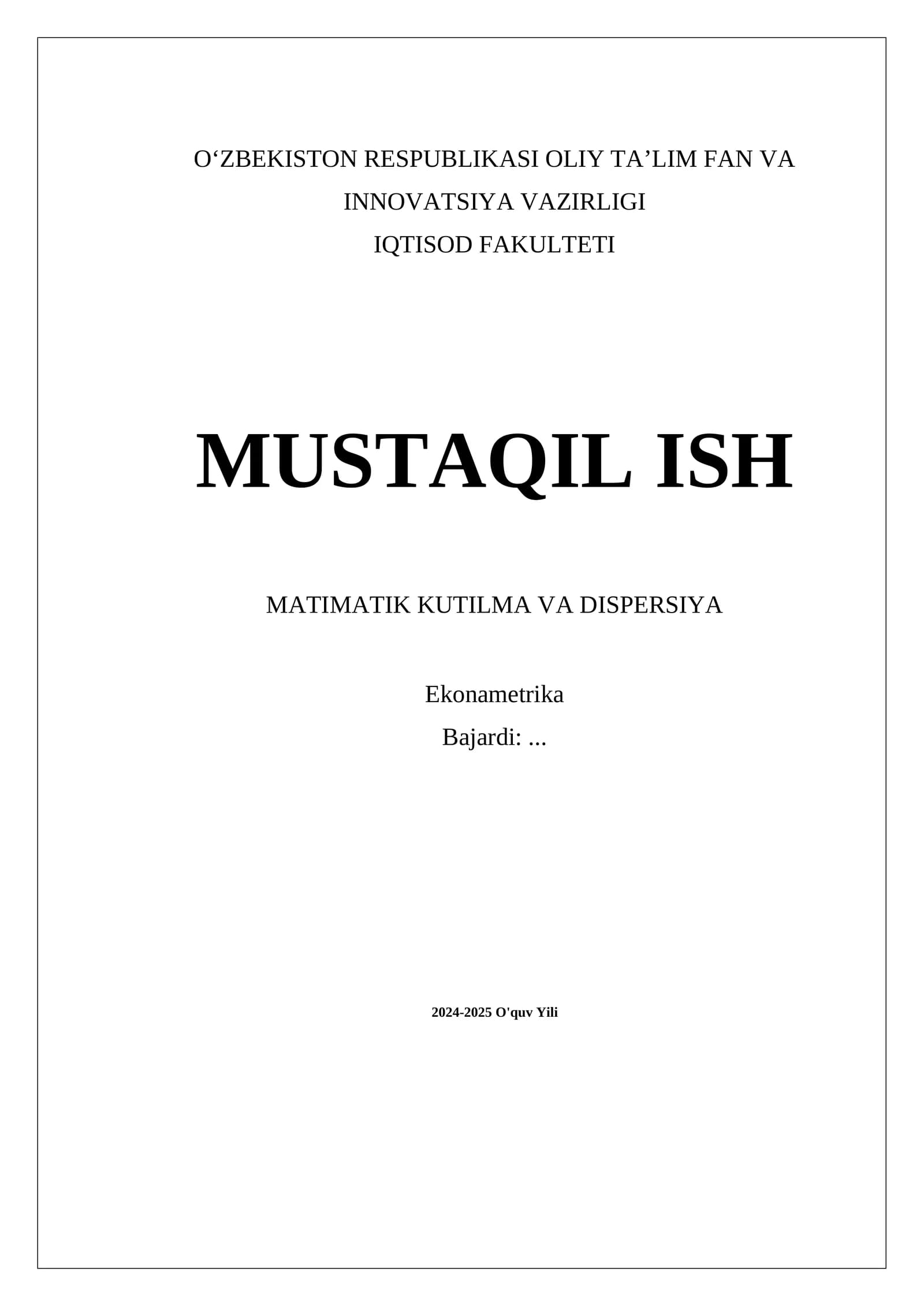 Matimatik kutilma va dispersiya