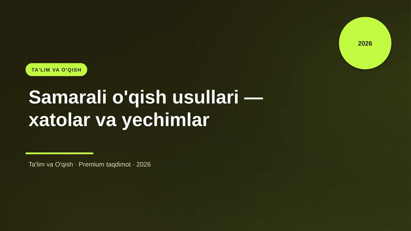 Samarali o'qish usullari - xatolar va yechimlar