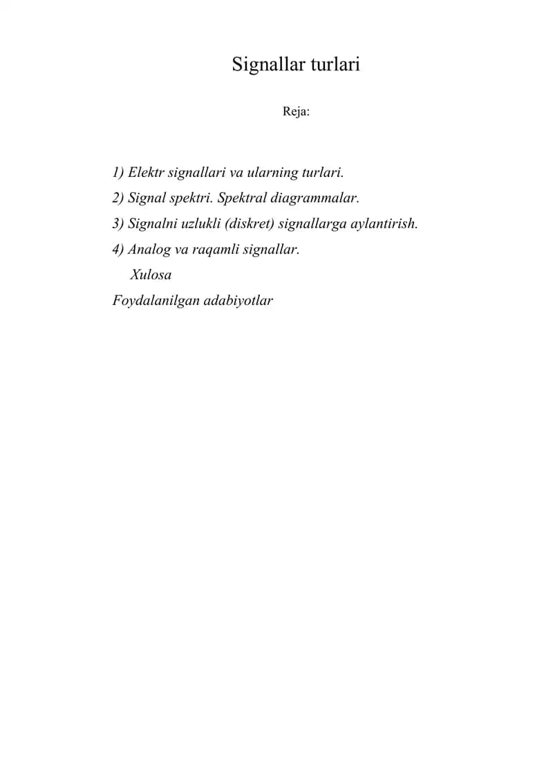 Signallar turlari