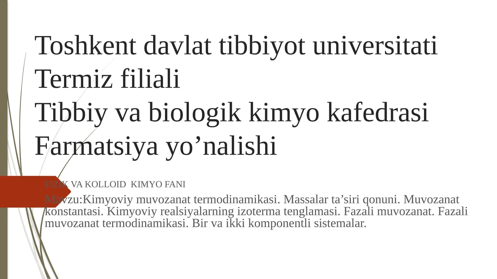 FIZIK VA KOLLOID KIMYO FANI