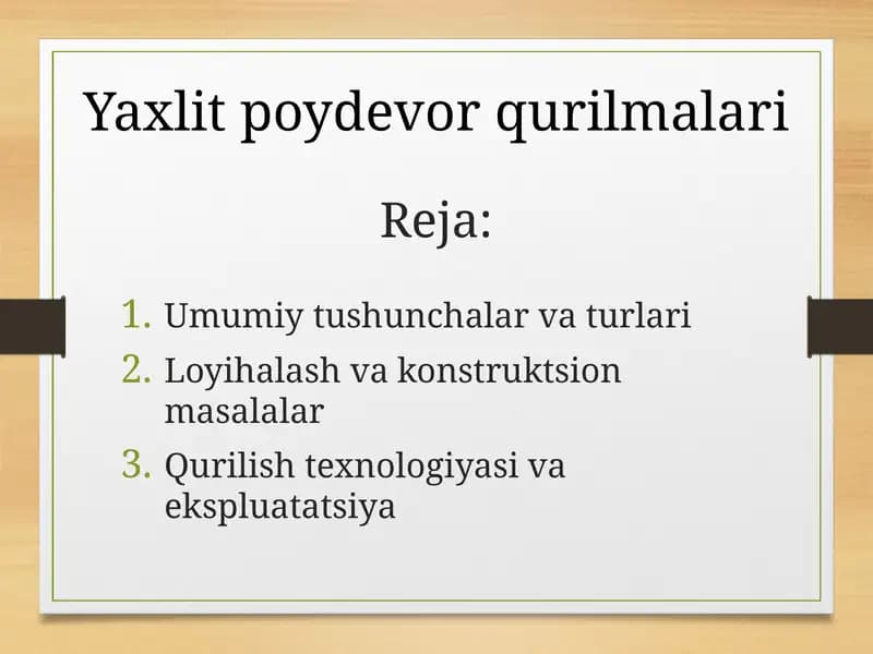 Yaxlit poydevor qurilmalari