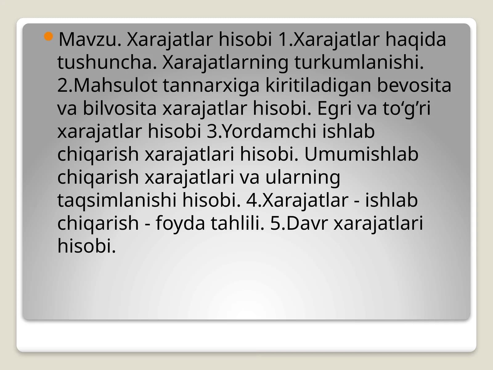 Xarajatlar hisobi