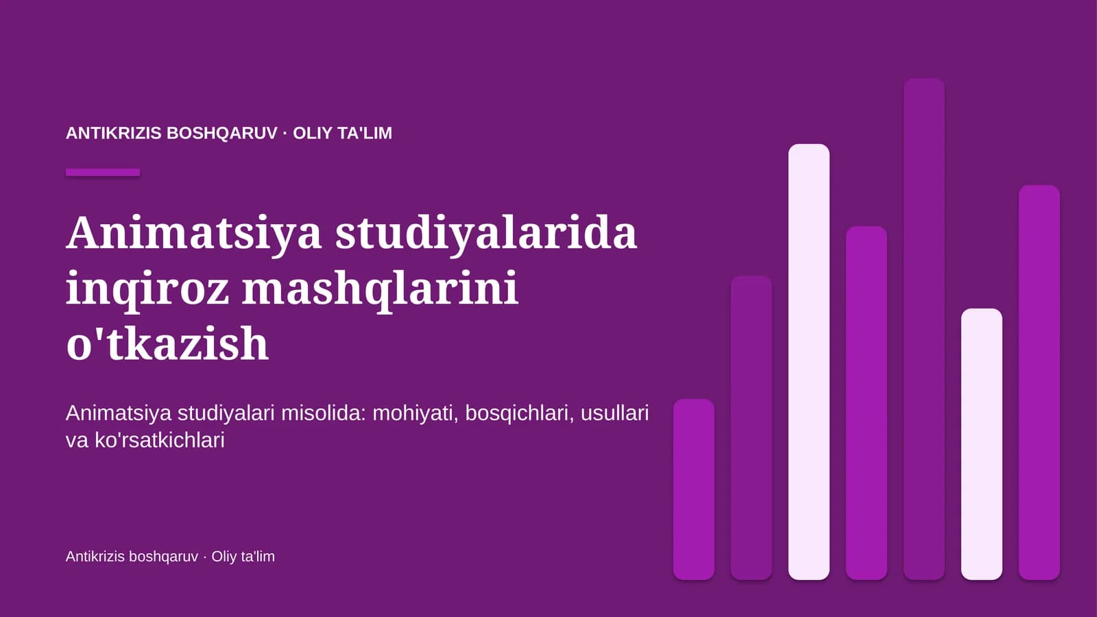 Animatsiya studiyalarida inqiroz mashqlarini o'tkazish