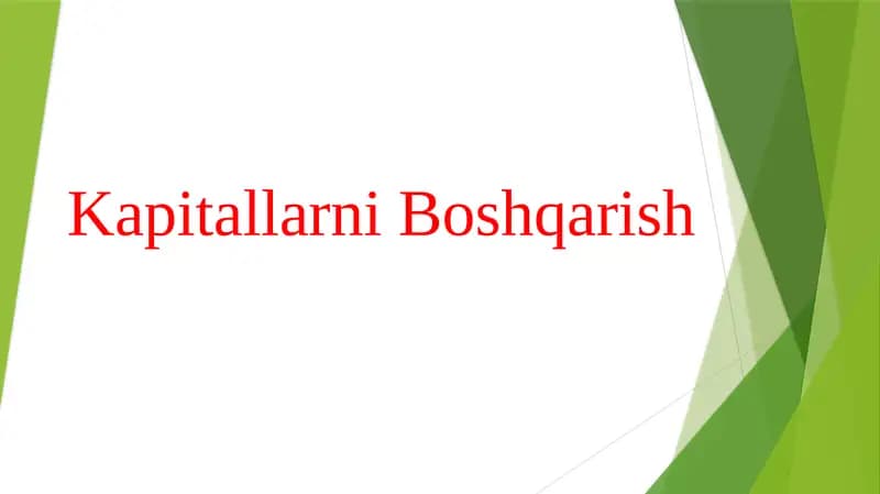 Kapitallarni Boshqarish