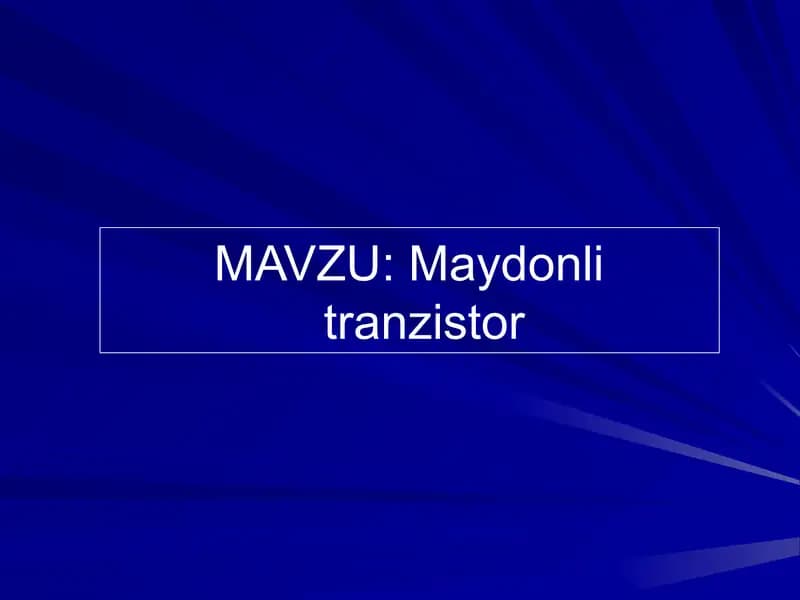 Maydonli tranzistor