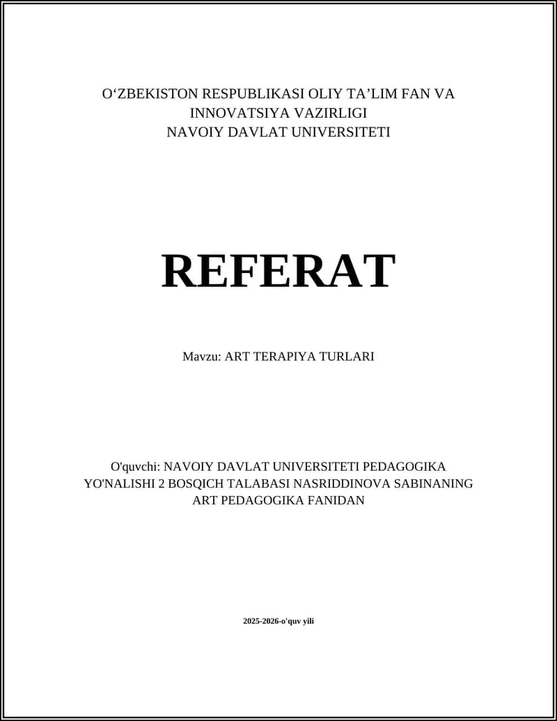 ART TERAPIYA TURLARI