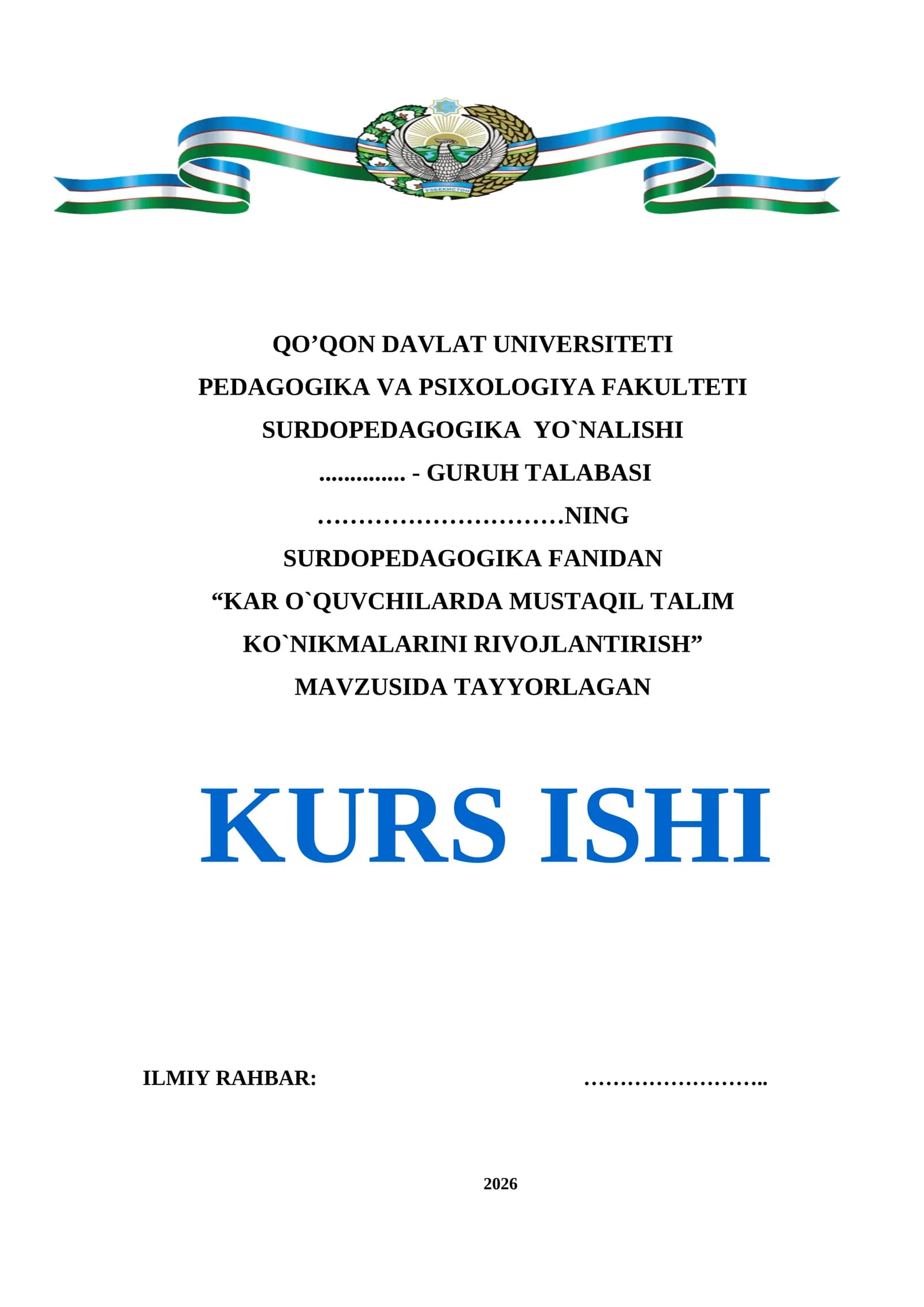 MUSTAQIL TALIM KO'NIKMALARINI RIVOJLANTIRISH