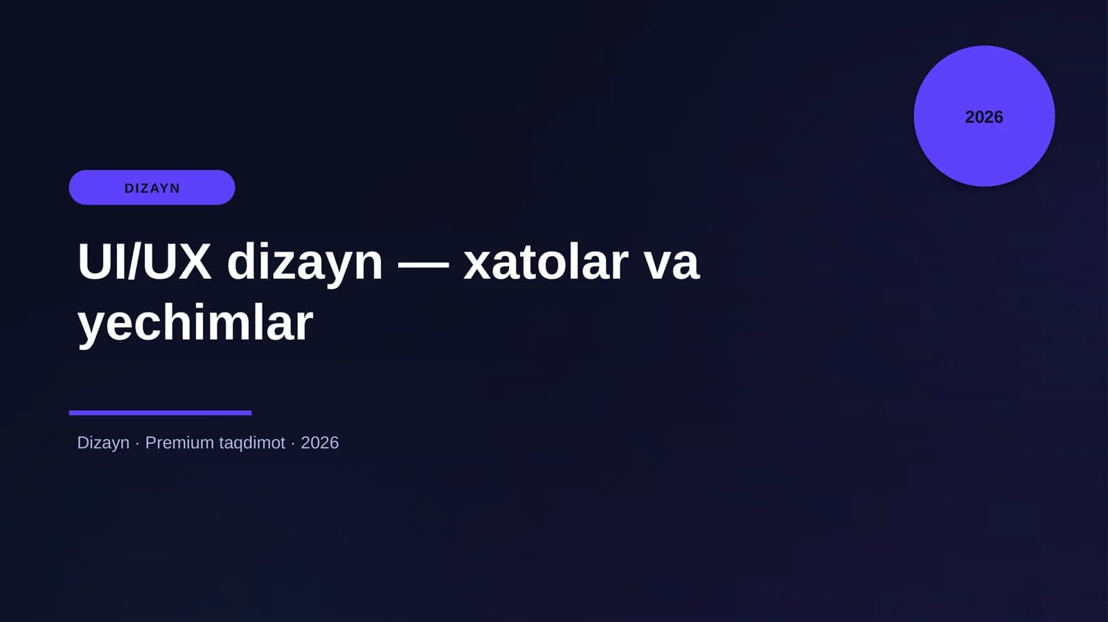 UI/UX dizayn — xatolar va yechimlar