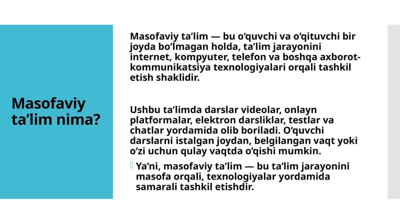 Masofaviy Ta'lim