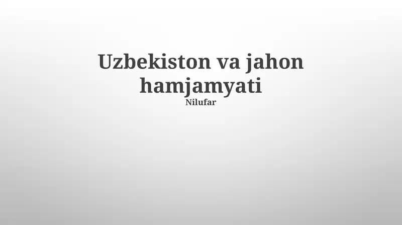 Uzbekiston va jahon hamjamyati
