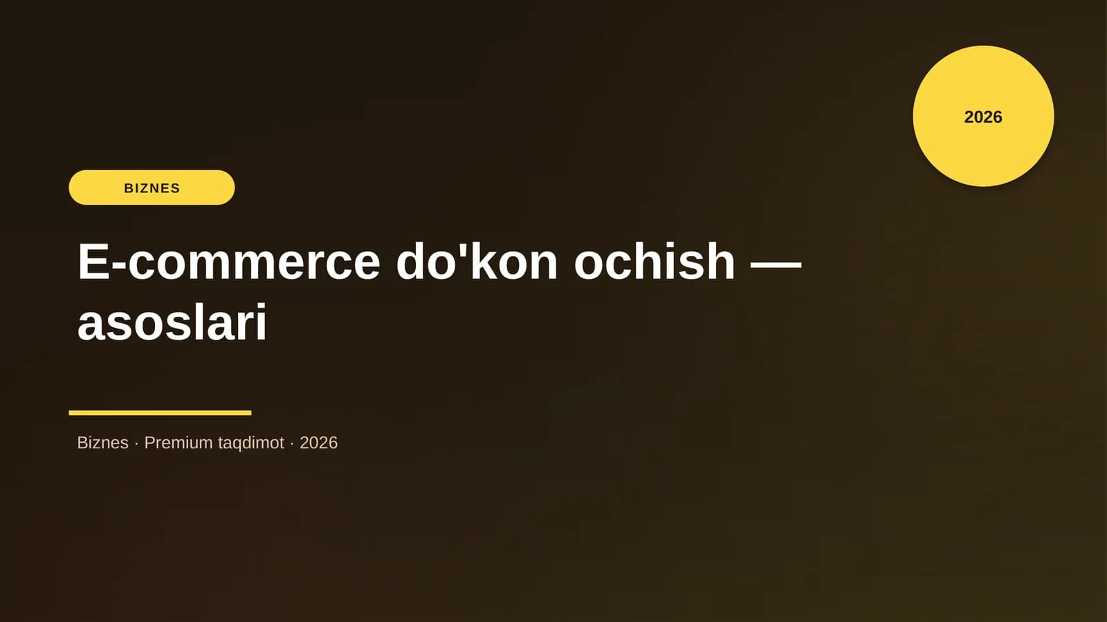 E-commerce do'kon ochish — asoslari