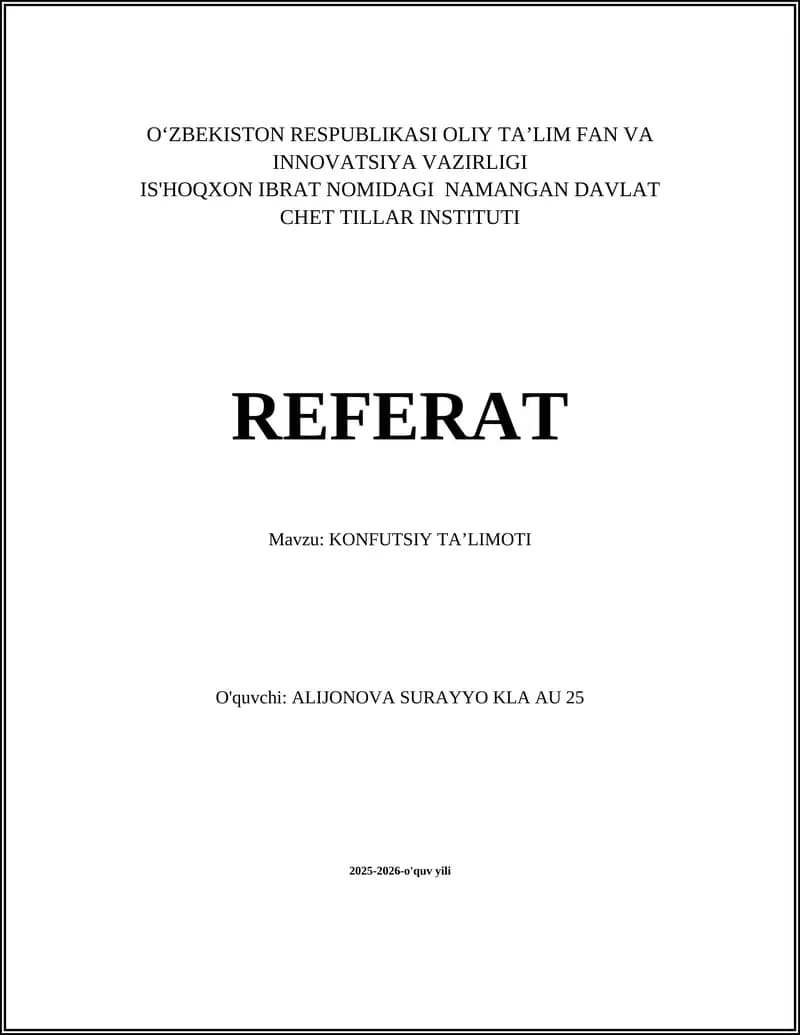 KONFUTSIY TA’LIMOTI
