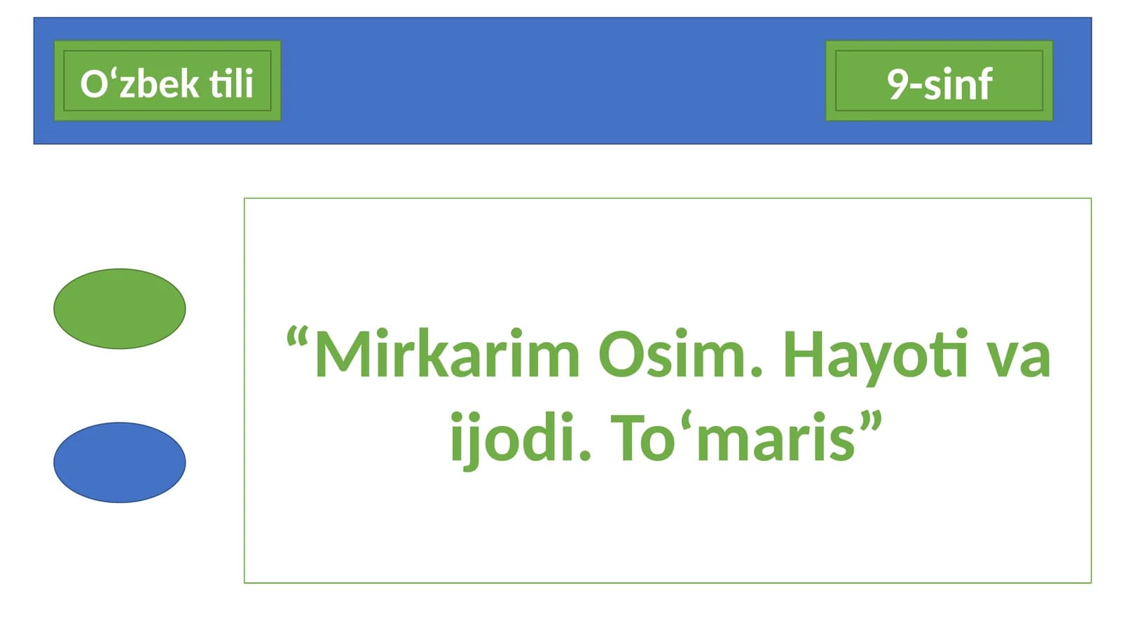 Mirkarim Osim. Hayoti va ijodi. To‘maris