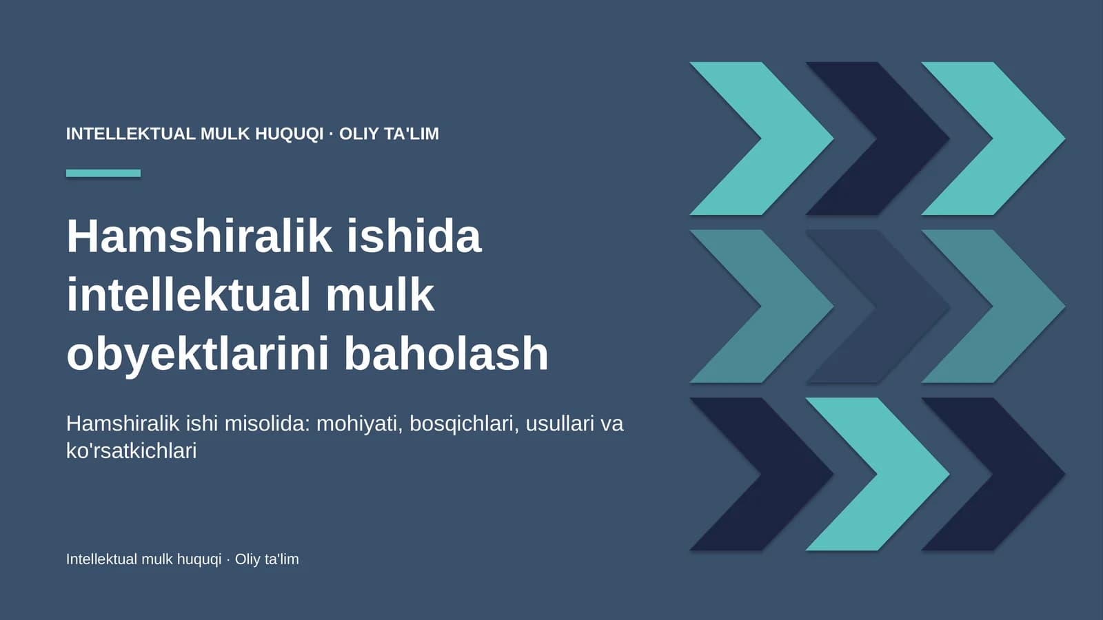 Hamshiralik ishida intellektual mulk obyektlarini baholash
