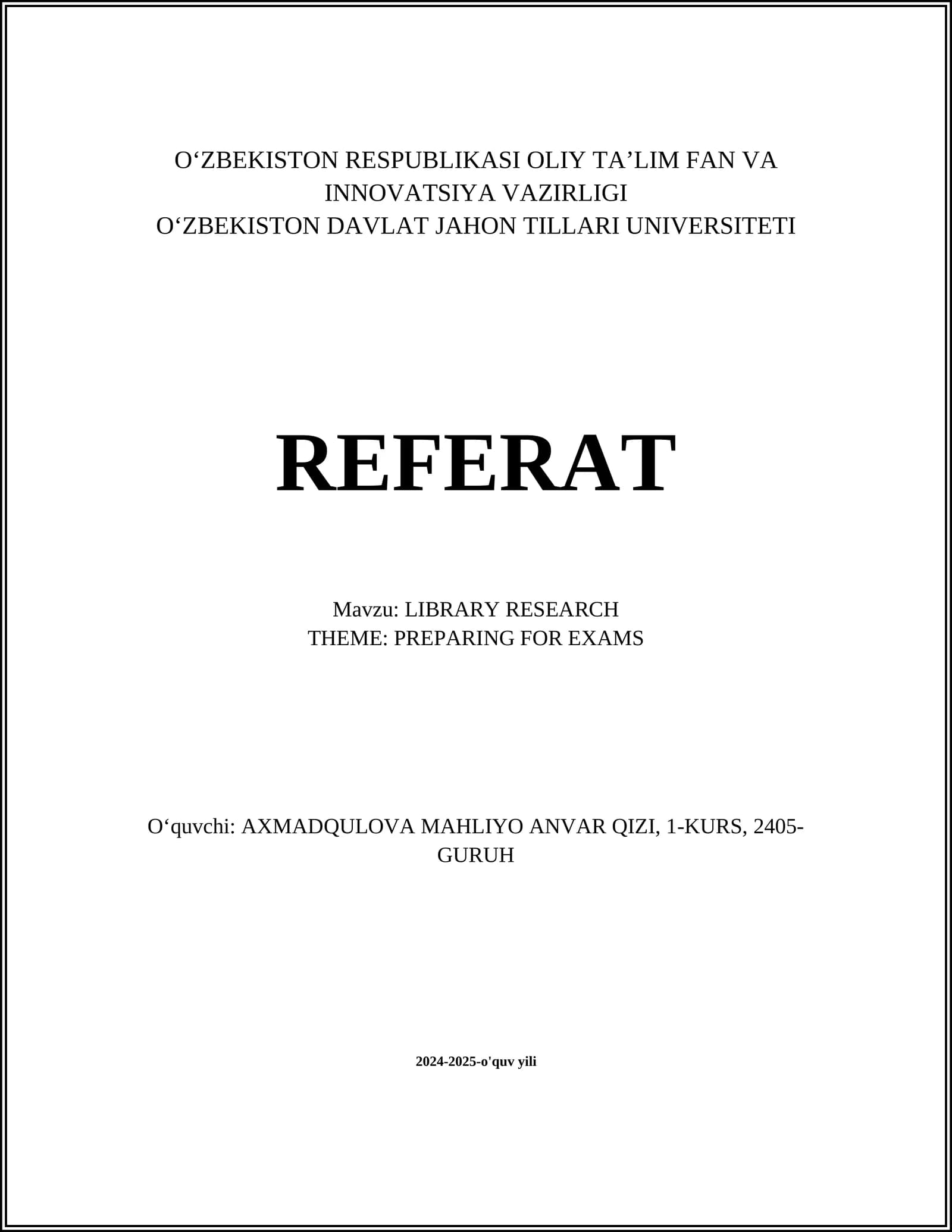 LIBRARY RESEARCH