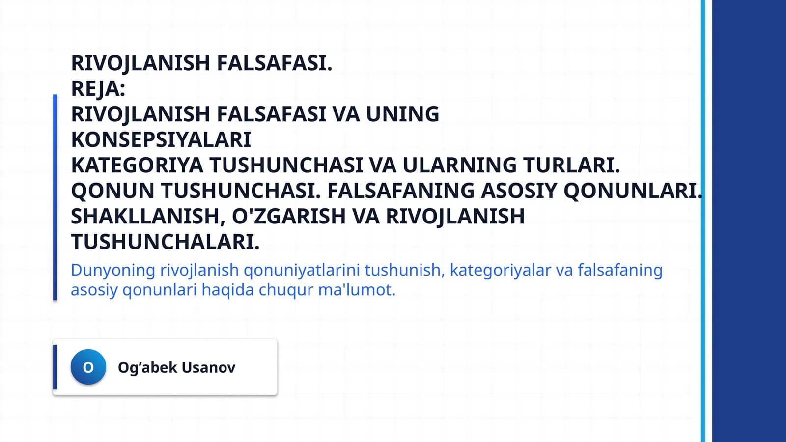 rivojlanish falsafasi.