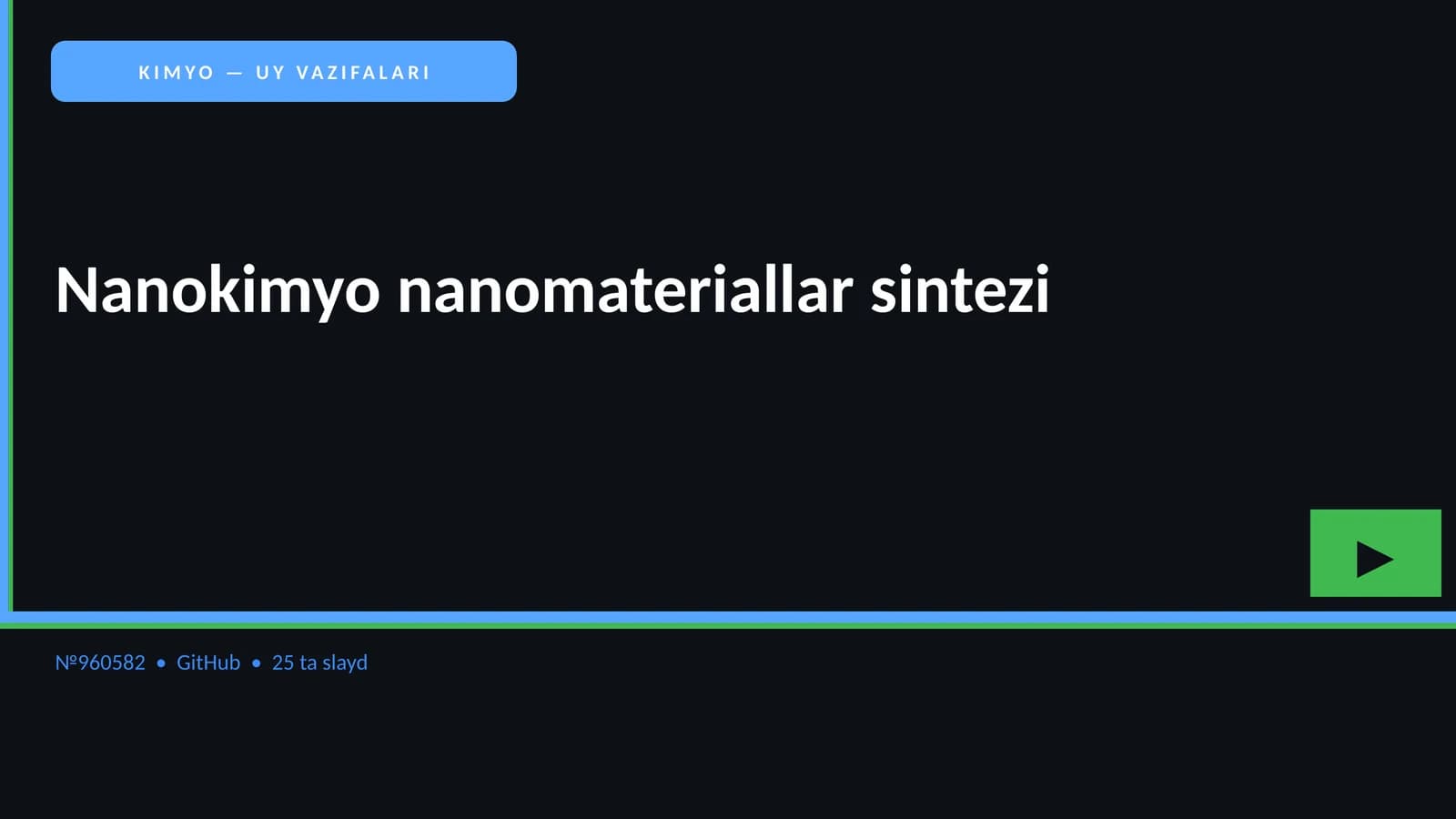 Nanokimyo nanomateriallar sintezi