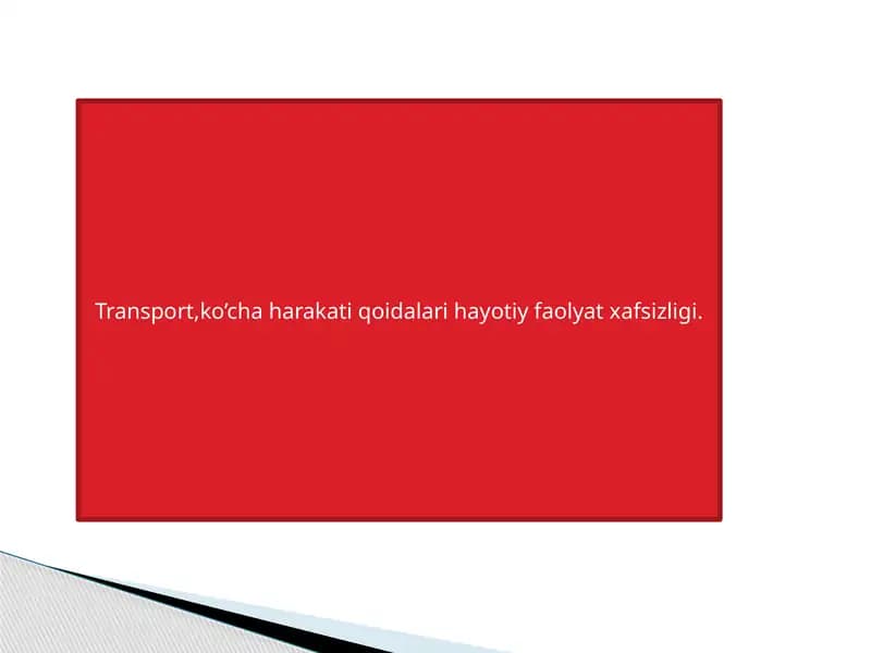 Transport Ko’chaharakati Qoidalari