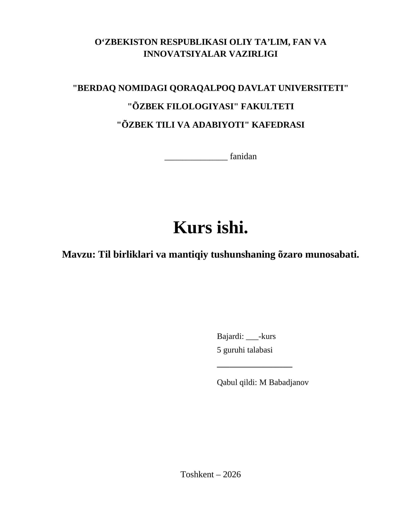 Til birliklari va mantiqiy tushunshaning õzaro munosabati.