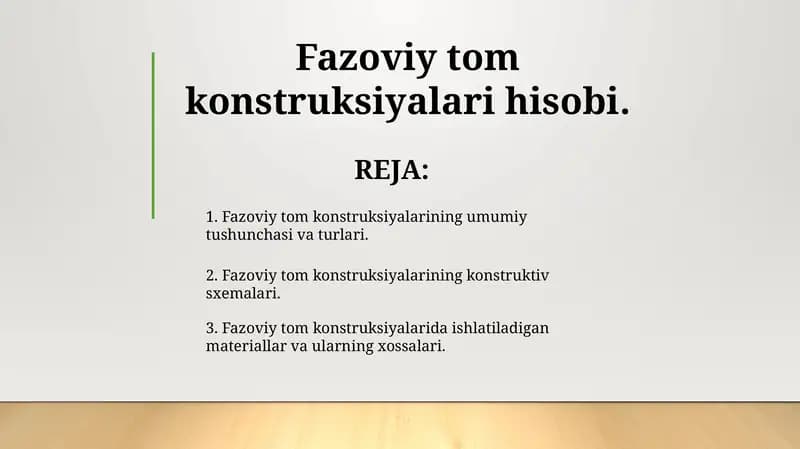 Fazoviy tom konstruksiyalari hisobi.