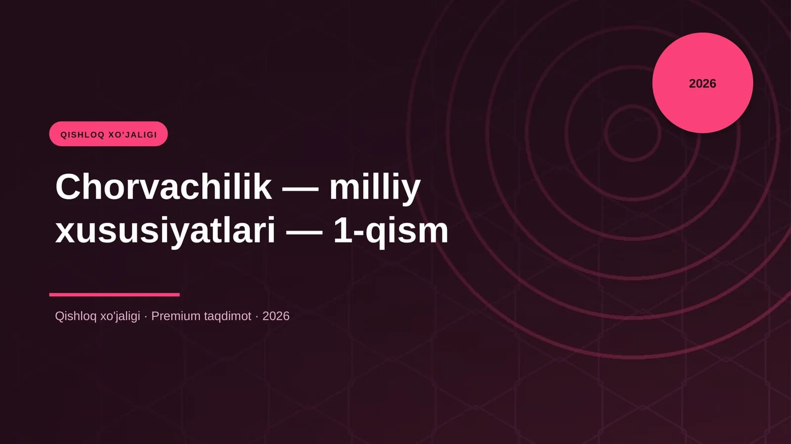 Chorvachilik — milliy xususiyatlari — 1-qism