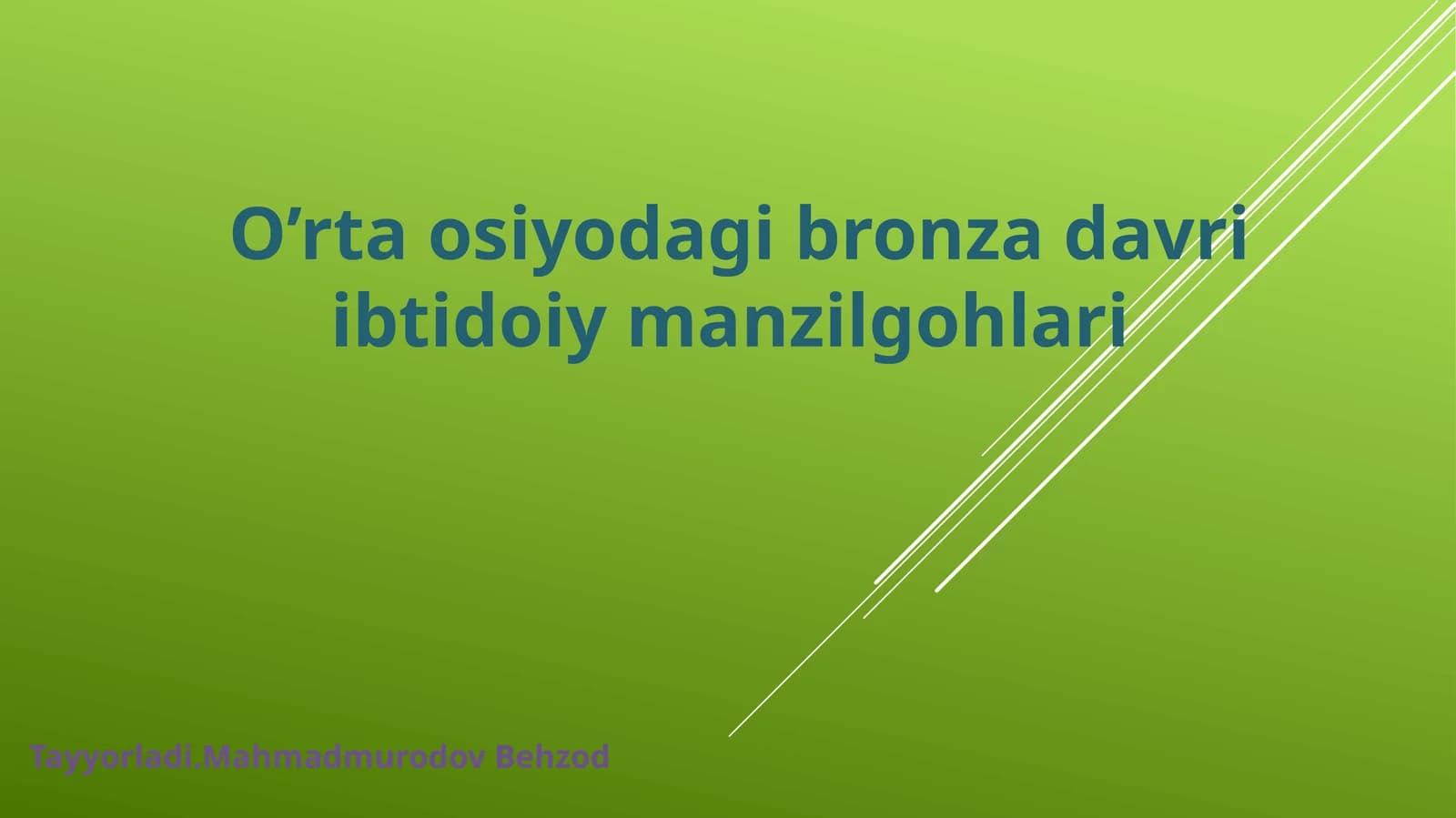 O’rta osiyodagi bronza davri ibtidoiy manzilgohlari