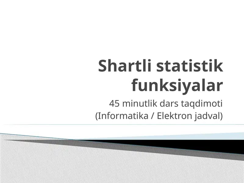 Shartli statistik funksiyalar