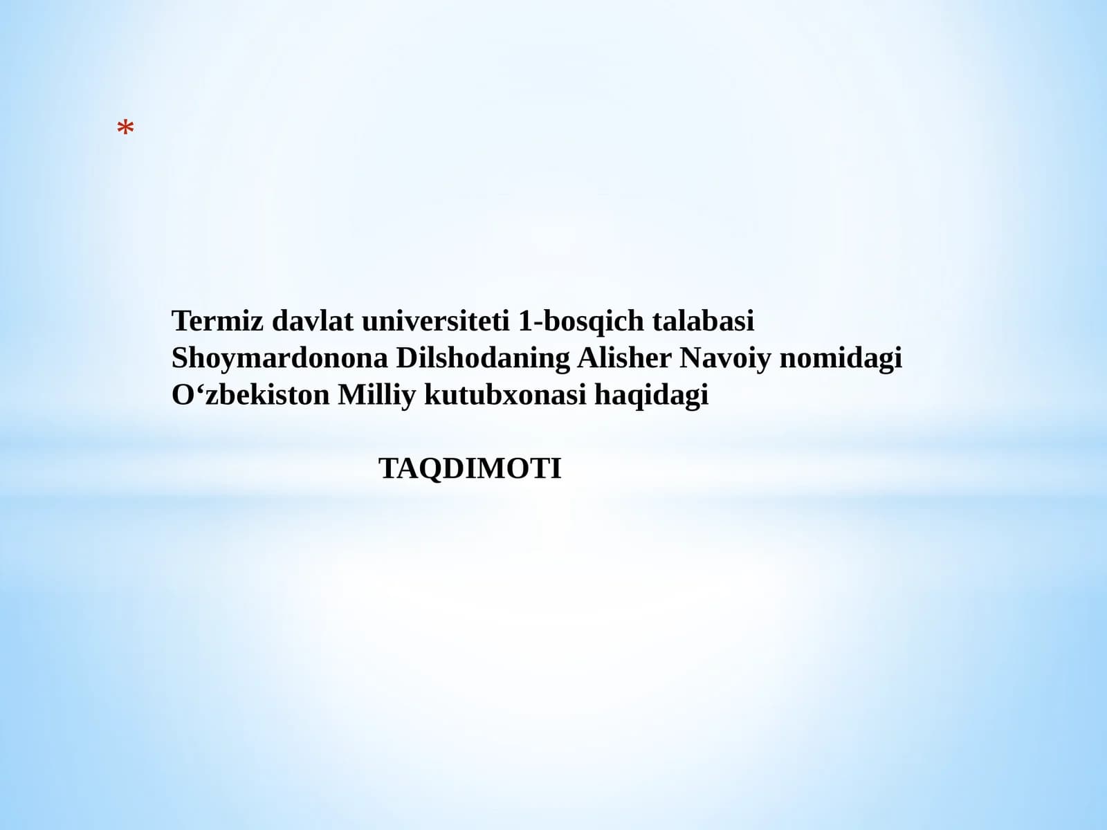 O'zbekiston Milliy kutubxonasi