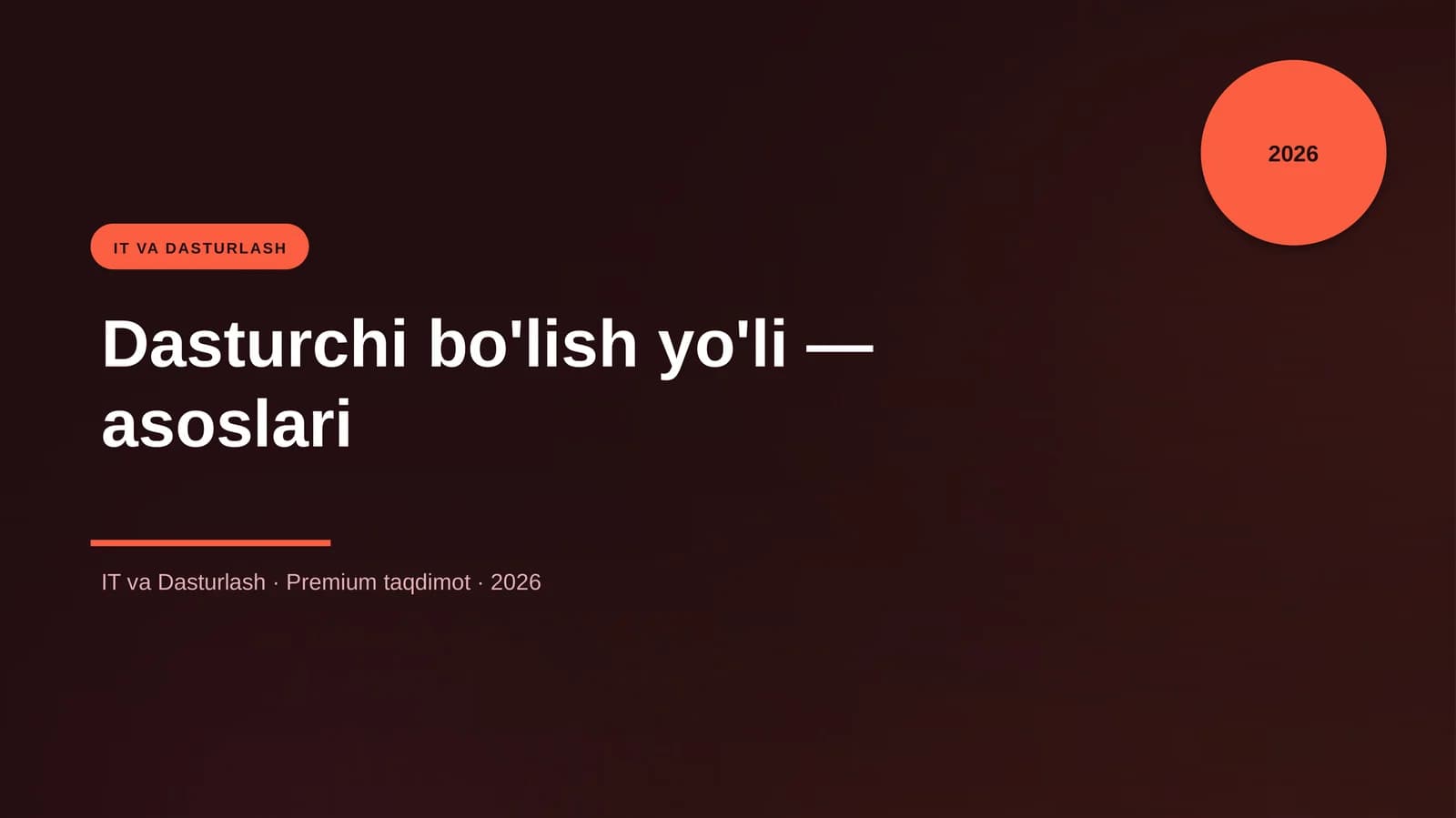 Dasturchi bo'lish yo'li — asoslari