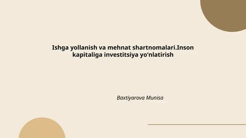Ishga yollanish va mehnat shartnomalari