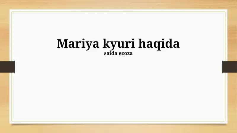 Mariya Kyuri va Pyer Kyuri