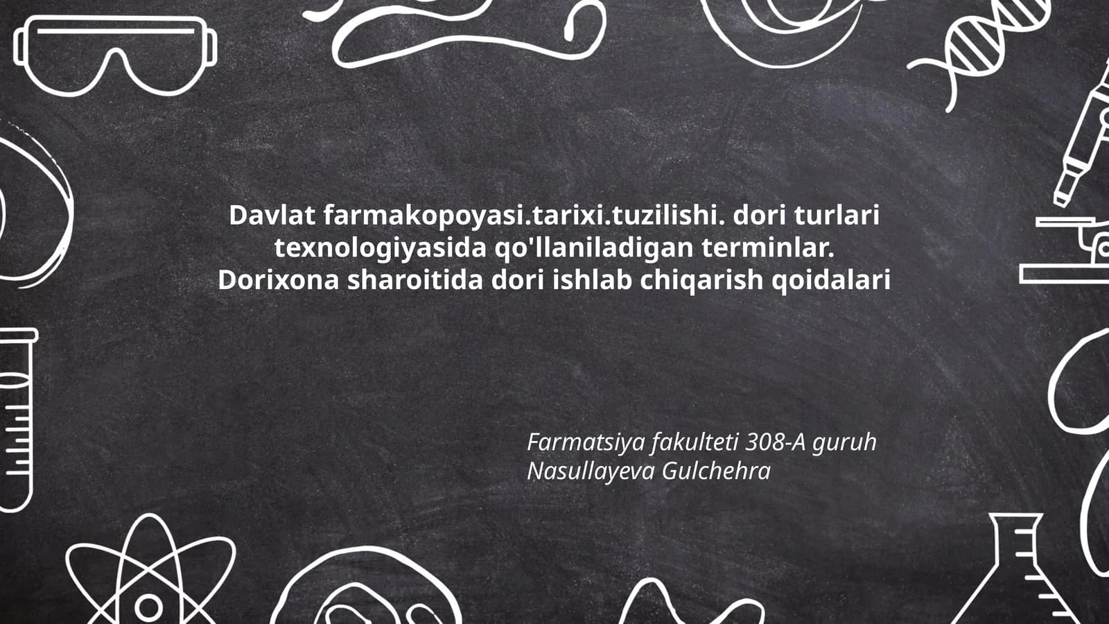 Davlat farmakopoyasi.tarixi.tuzilishi. dori turlari texnologiyasida qo'llaniladigan terminlar. Dorixona sharoitida dori ishlab chiqarish qoidalari