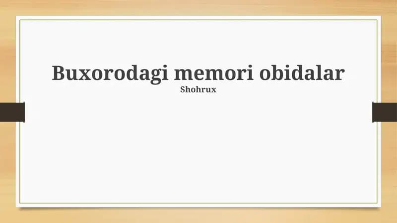 Buxorodagi memori obidalar