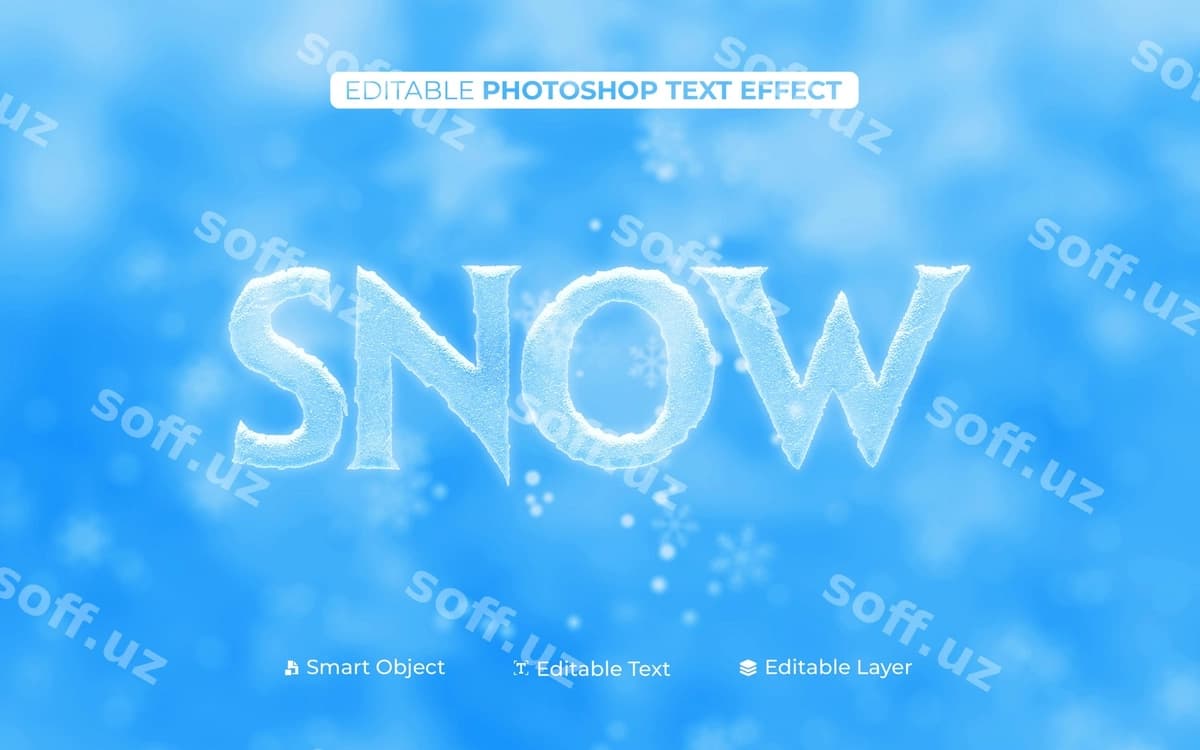 Qish so'zi effekti yangi yil | Snow text effect christmas