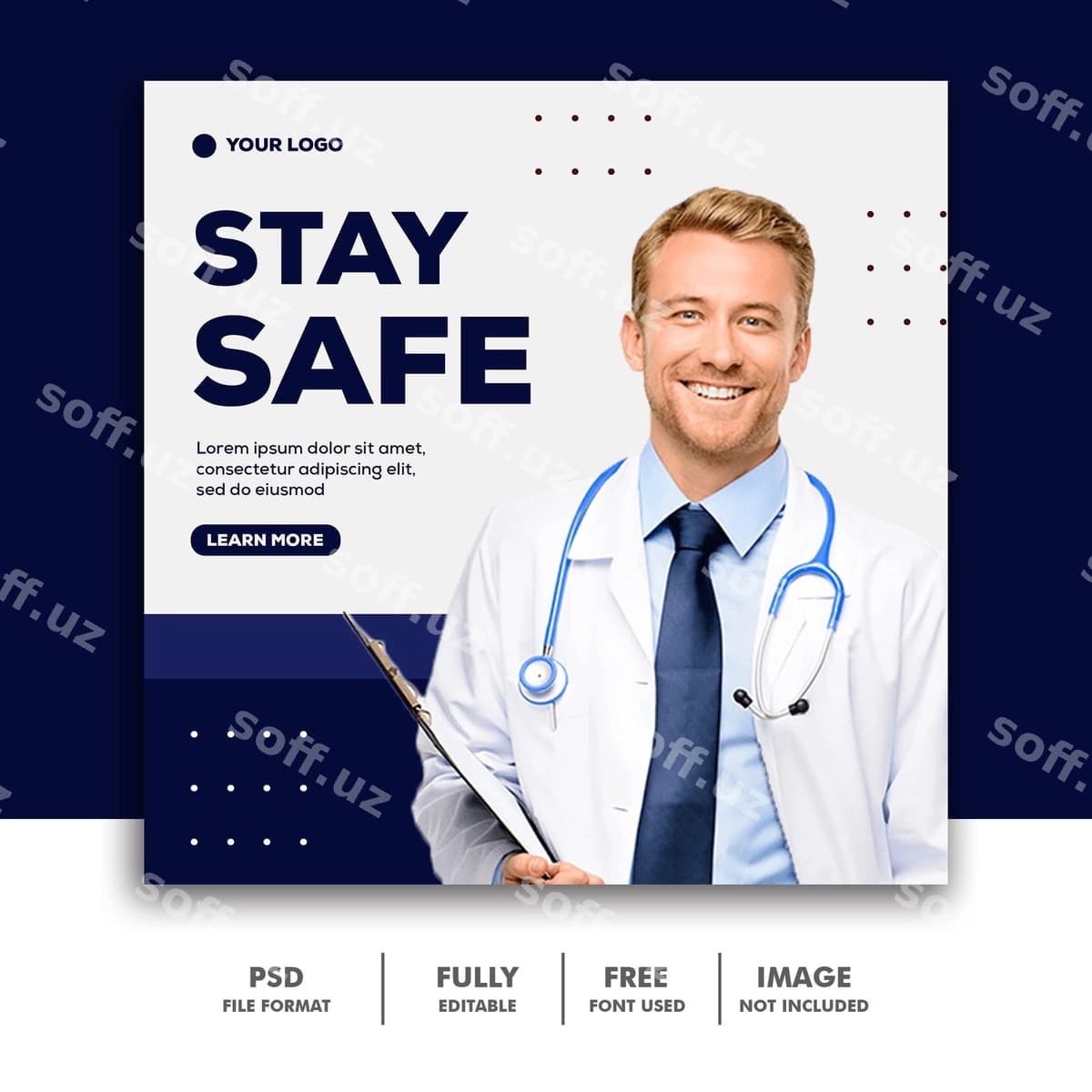 Xavfsiz bo'ling banner shabloni | Stay safe banner template