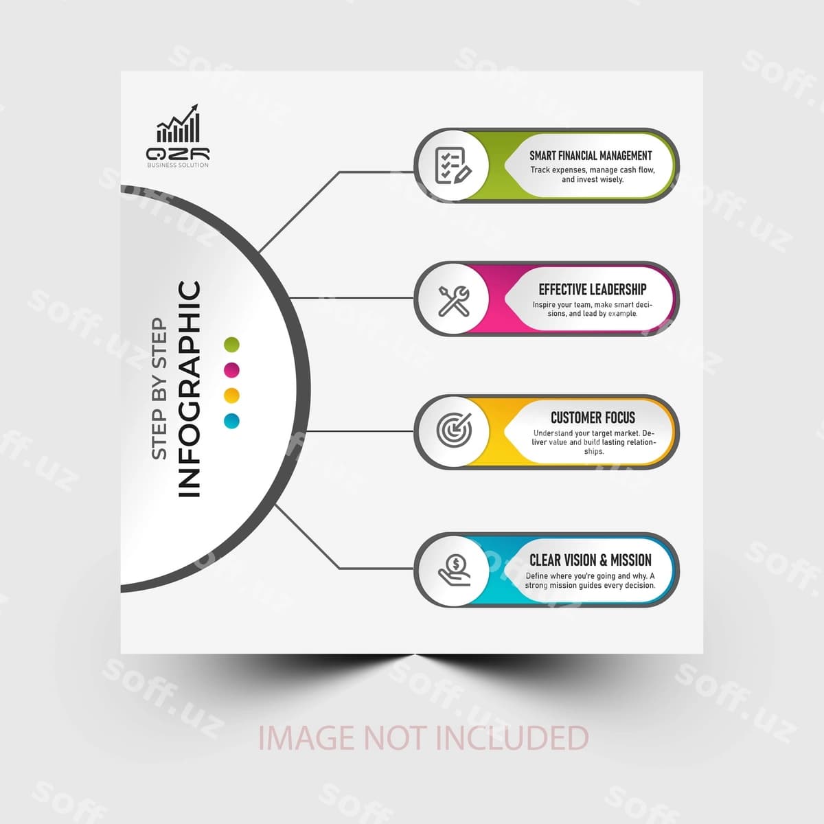 Bosqich bosqich biznes infografika muvaffaqiyati | Step by step business infographic success